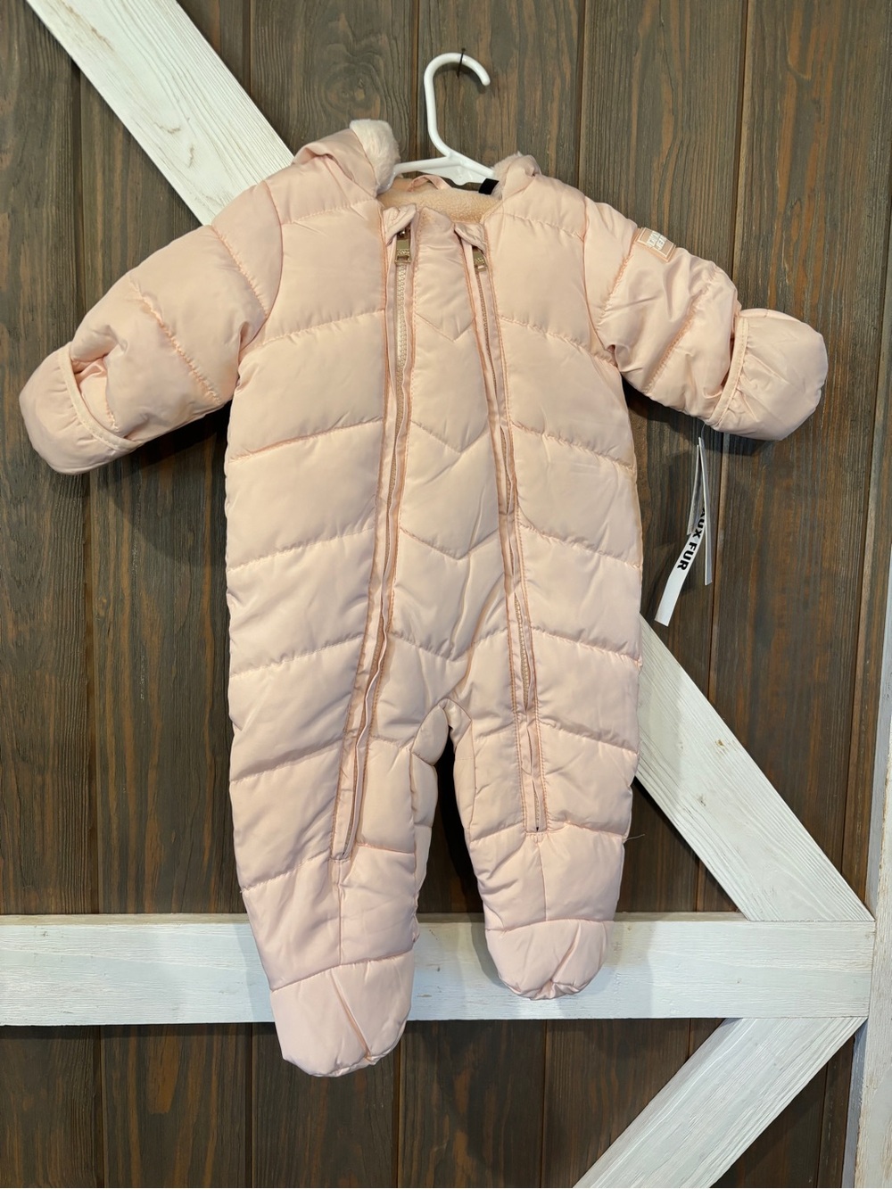 DKNY Baby Girl Quilted Snowsuit Sz 6-9 Month
